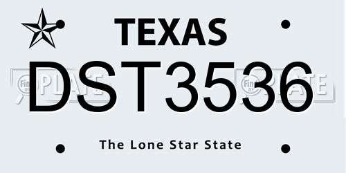 DST3536 Texas License Plate
