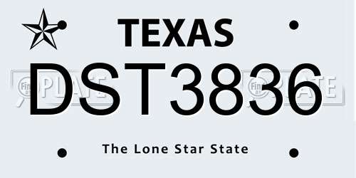 DST3836 Texas License Plate