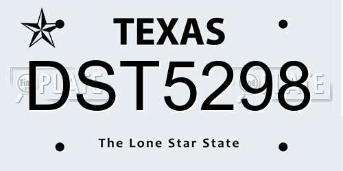 DST5298 Texas License Plate