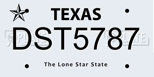 DST5787 Texas License Plate