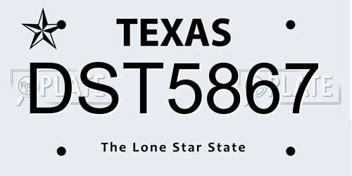 DST5867 Texas License Plate