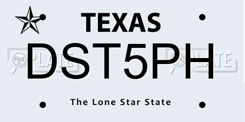 DST5PH Texas License Plate