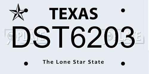 DST6203 Texas License Plate