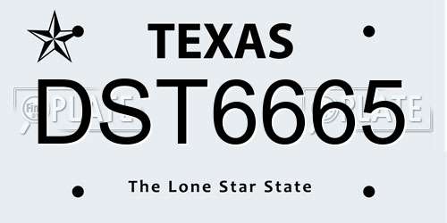 DST6665 Texas License Plate