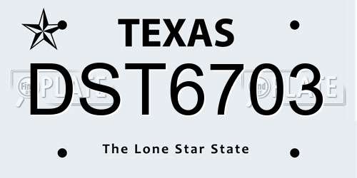 DST6703 Texas License Plate