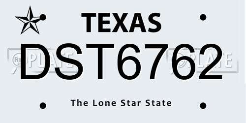 DST6762 Texas License Plate