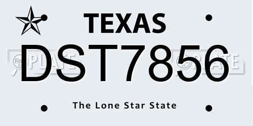 DST7856 Texas License Plate