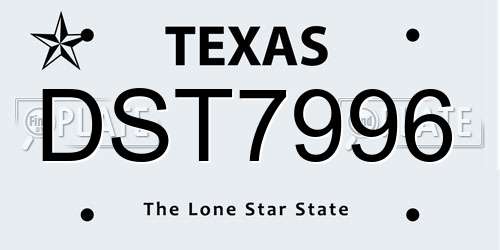 DST7996 Texas License Plate