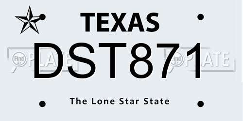 DST871 Texas License Plate