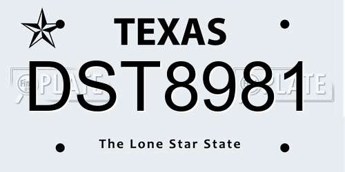 DST8981 Texas License Plate