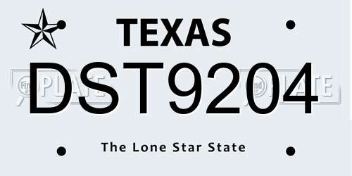 DST9204 Texas License Plate