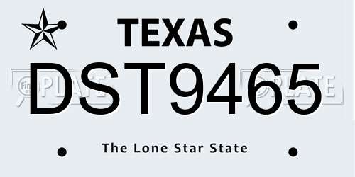 DST9465 Texas License Plate