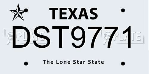 DST9771 Texas License Plate