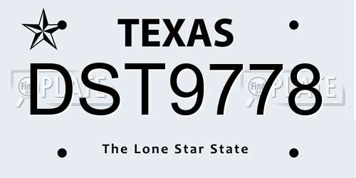 DST9778 Texas License Plate