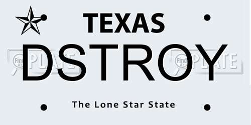 DSTROY Texas License Plate