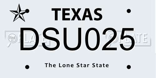 DSU025 Texas License Plate