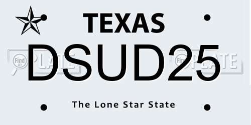 DSUD25 Texas License Plate
