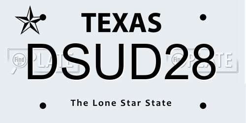 DSUD28 Texas License Plate