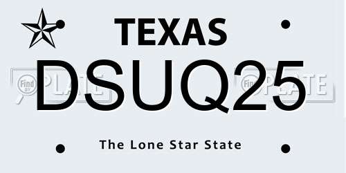 DSUQ25 Texas License Plate
