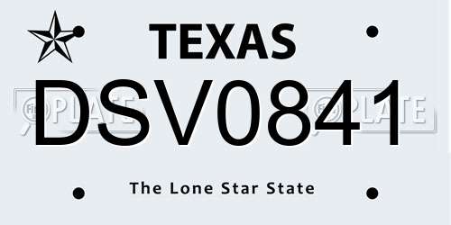 DSV0841 Texas License Plate