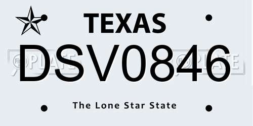 DSV0846 Texas License Plate