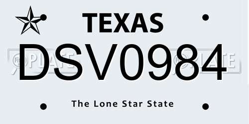 DSV0984 Texas License Plate