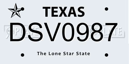 DSV0987 Texas License Plate