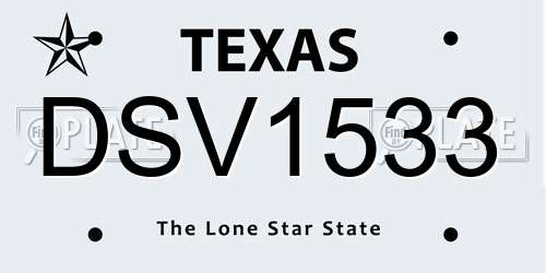 DSV1533 Texas License Plate
