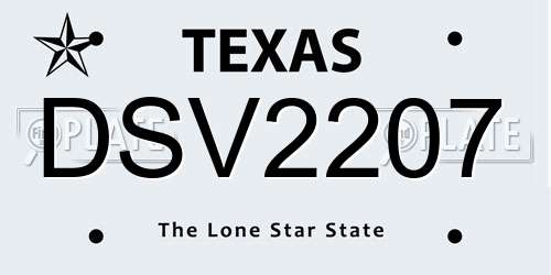 DSV2207 Texas License Plate