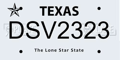 DSV2323 Texas License Plate