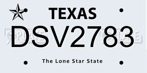 DSV2783 Texas License Plate