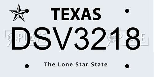 DSV3218 Texas License Plate