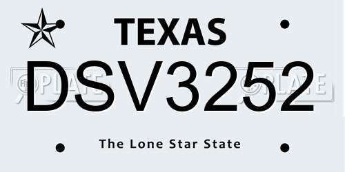 DSV3252 Texas License Plate