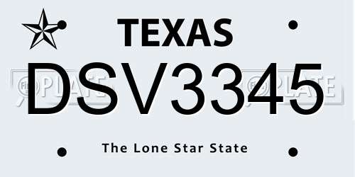 DSV3345 Texas License Plate