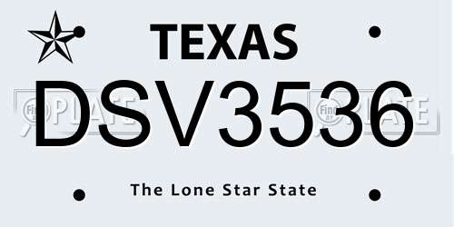 DSV3536 Texas License Plate