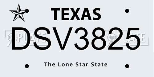 DSV3825 Texas License Plate