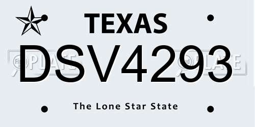 DSV4293 Texas License Plate