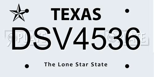 DSV4536 Texas License Plate