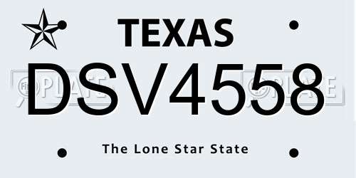 DSV4558 Texas License Plate