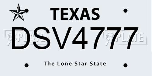 DSV4777 Texas License Plate