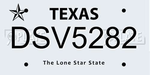 DSV5282 Texas License Plate