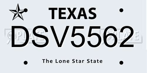 DSV5562 Texas License Plate