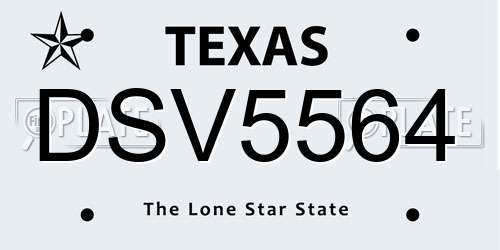 DSV5564 Texas License Plate