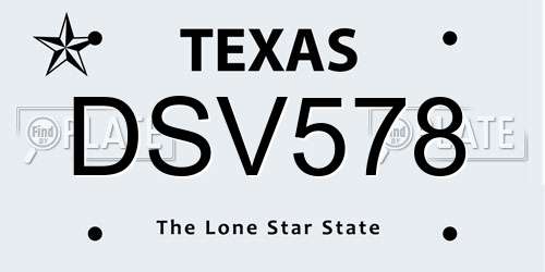 DSV578 Texas License Plate