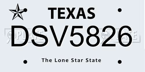 DSV5826 Texas License Plate