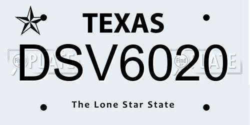 DSV6020 Texas License Plate