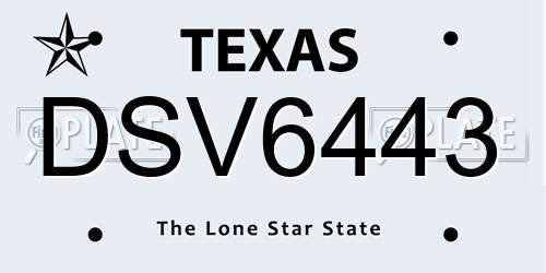 DSV6443 Texas License Plate