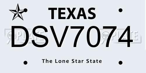 DSV7074 Texas License Plate