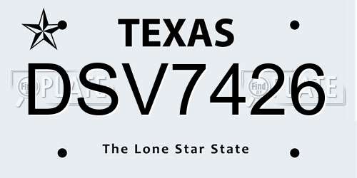 DSV7426 Texas License Plate