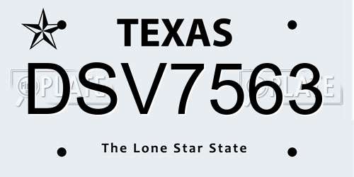 DSV7563 Texas License Plate